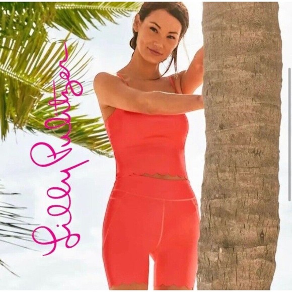 Lilly Pulitzer Pants - Lilly Pulitzer Spicy Coral Weekender Shorts Scalloped Hem with Pockets Small NWT